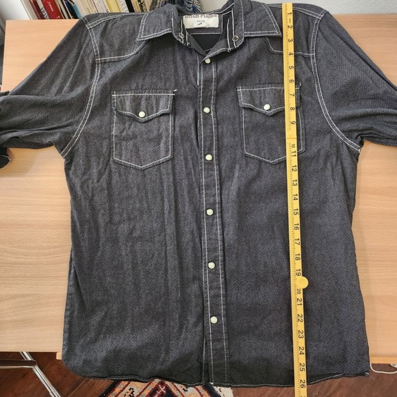 Ditch Plains Western Style Denim Shirt Long Sleeve Snap Front Pockets Men Med - Picture 7 of 7